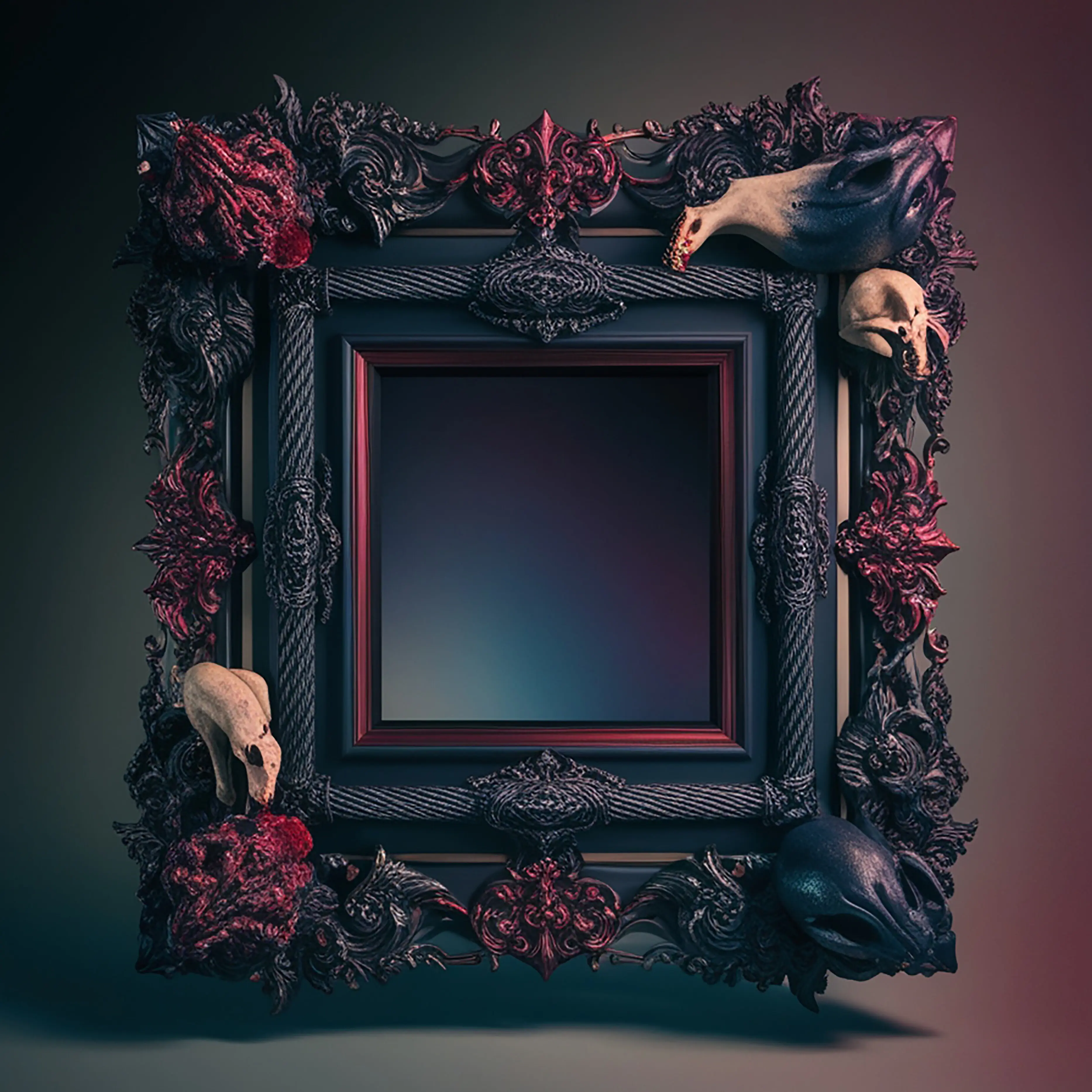 moderne, gruselige, quadratische Rahmenform