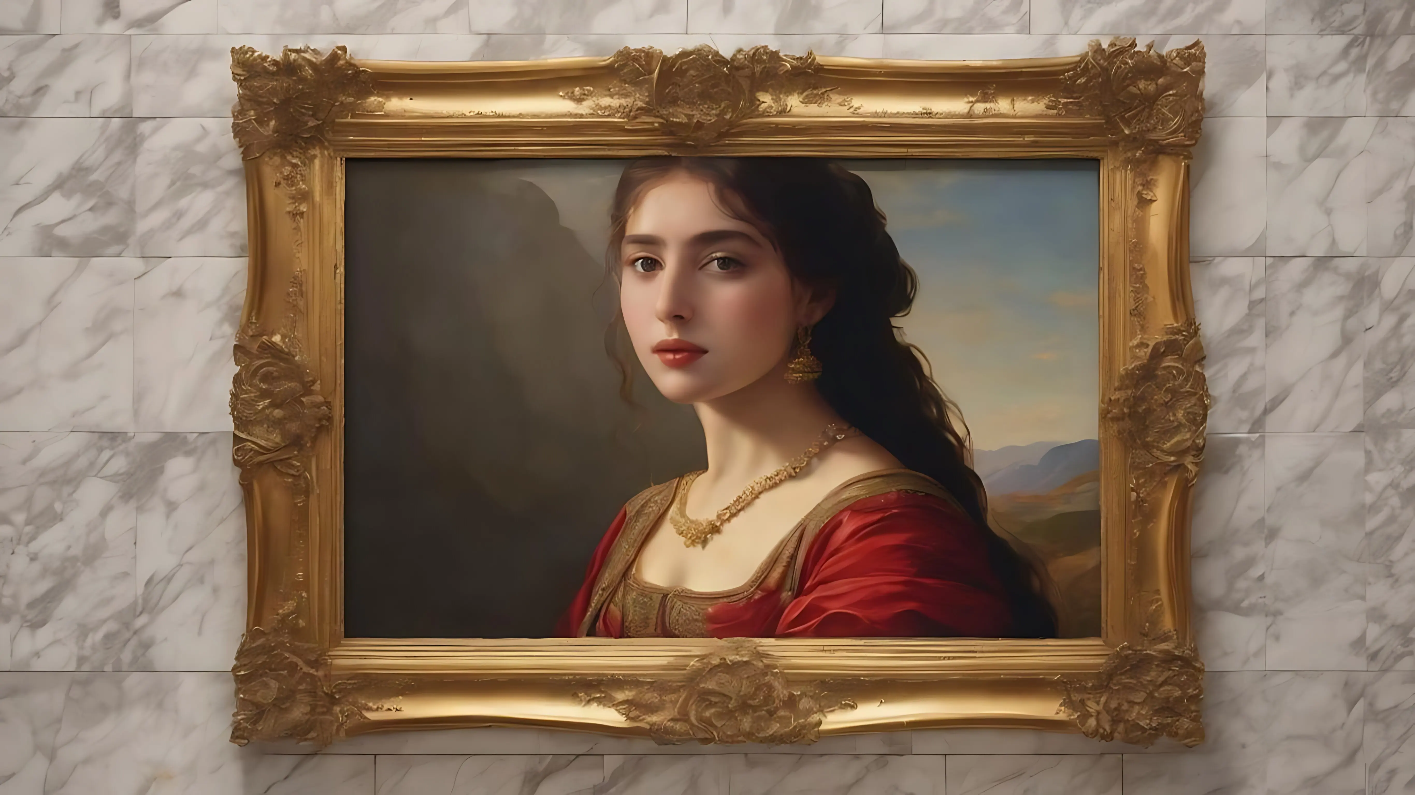 Goldener Rahmen vor einem Marmorhintergrund