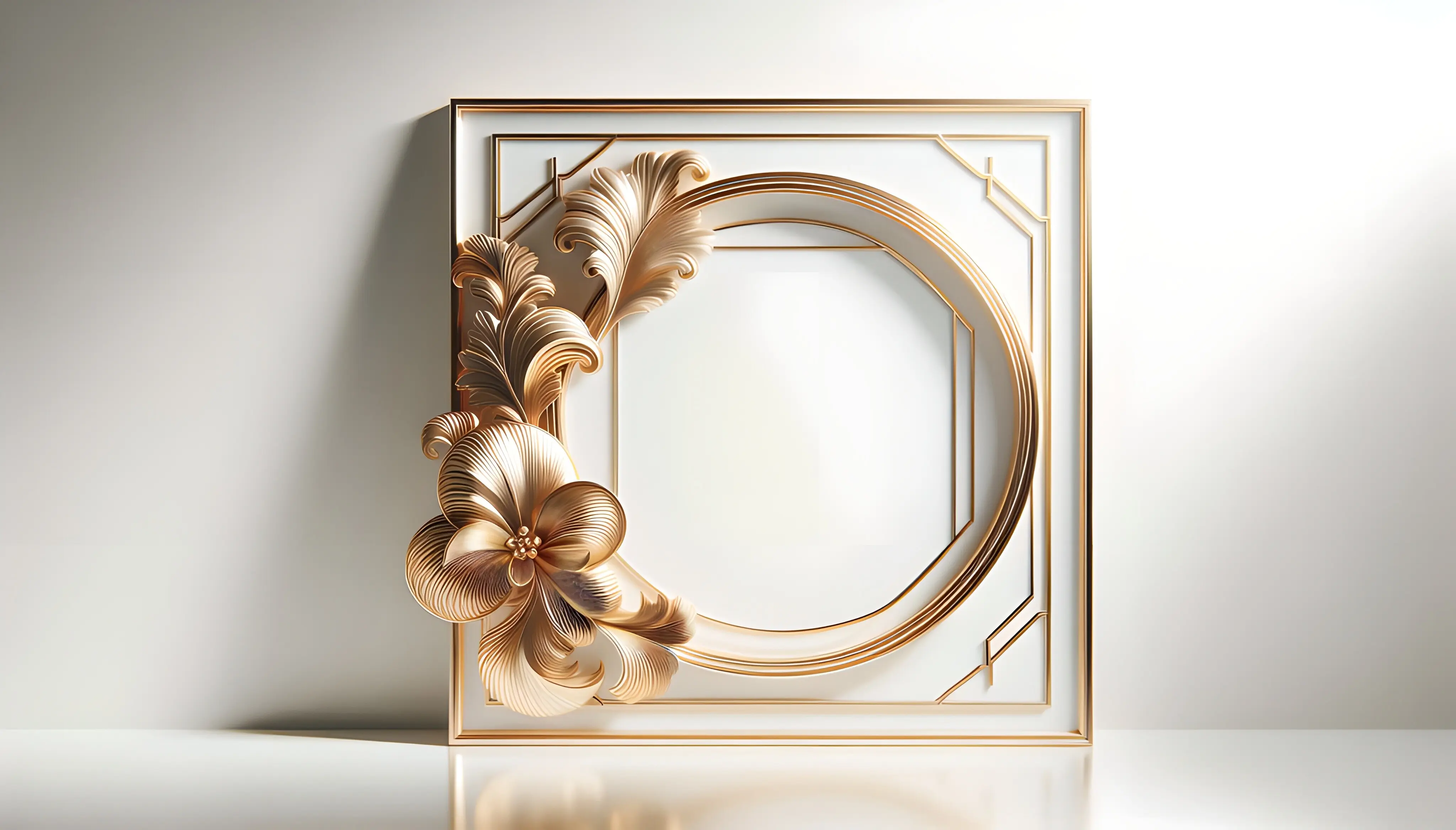 Goldene florale Bordüre auf weißem Hintergrund