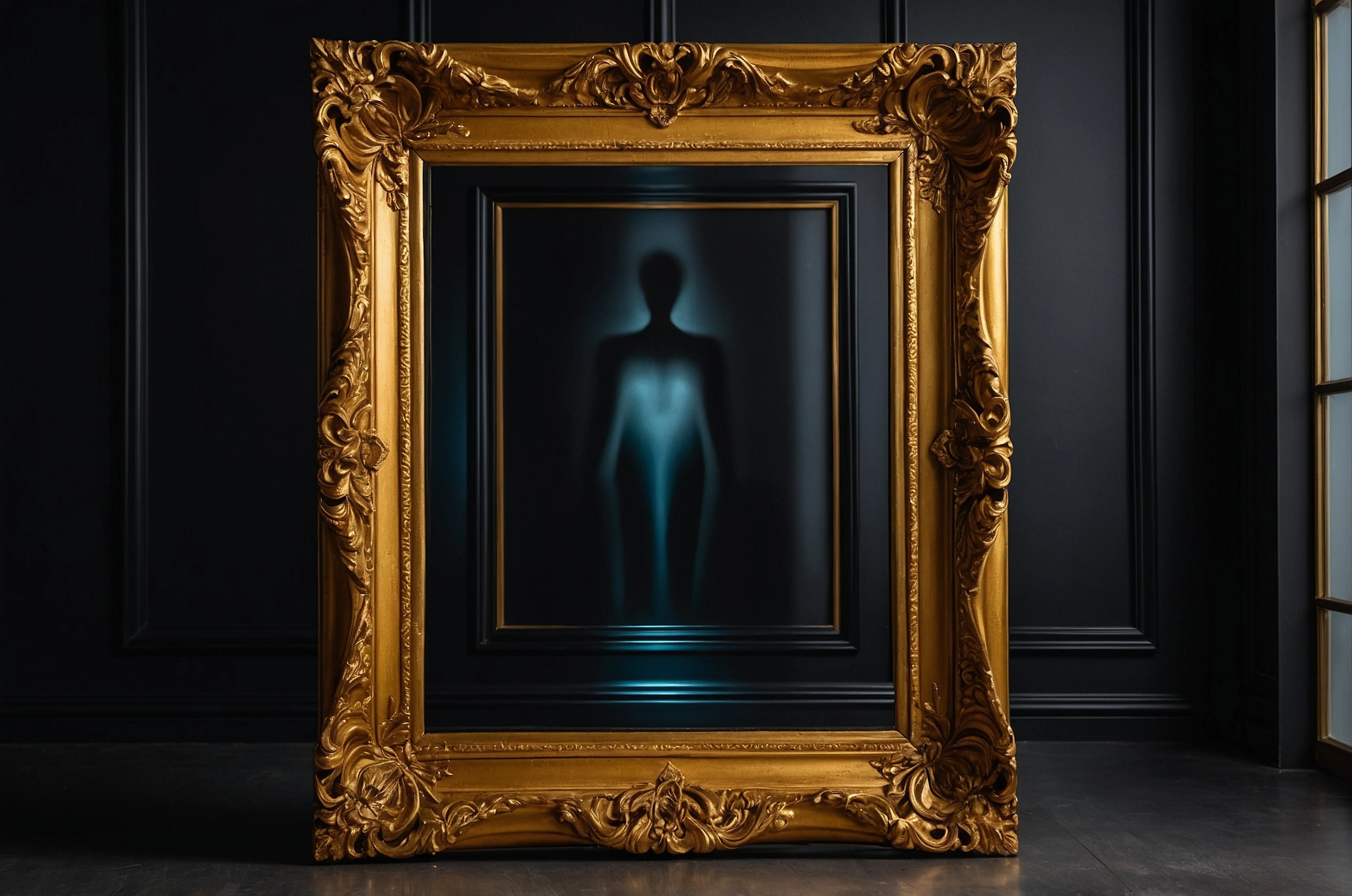 Schwarzer Farbverlauf-Hintergrund mit goldenen Rahmen